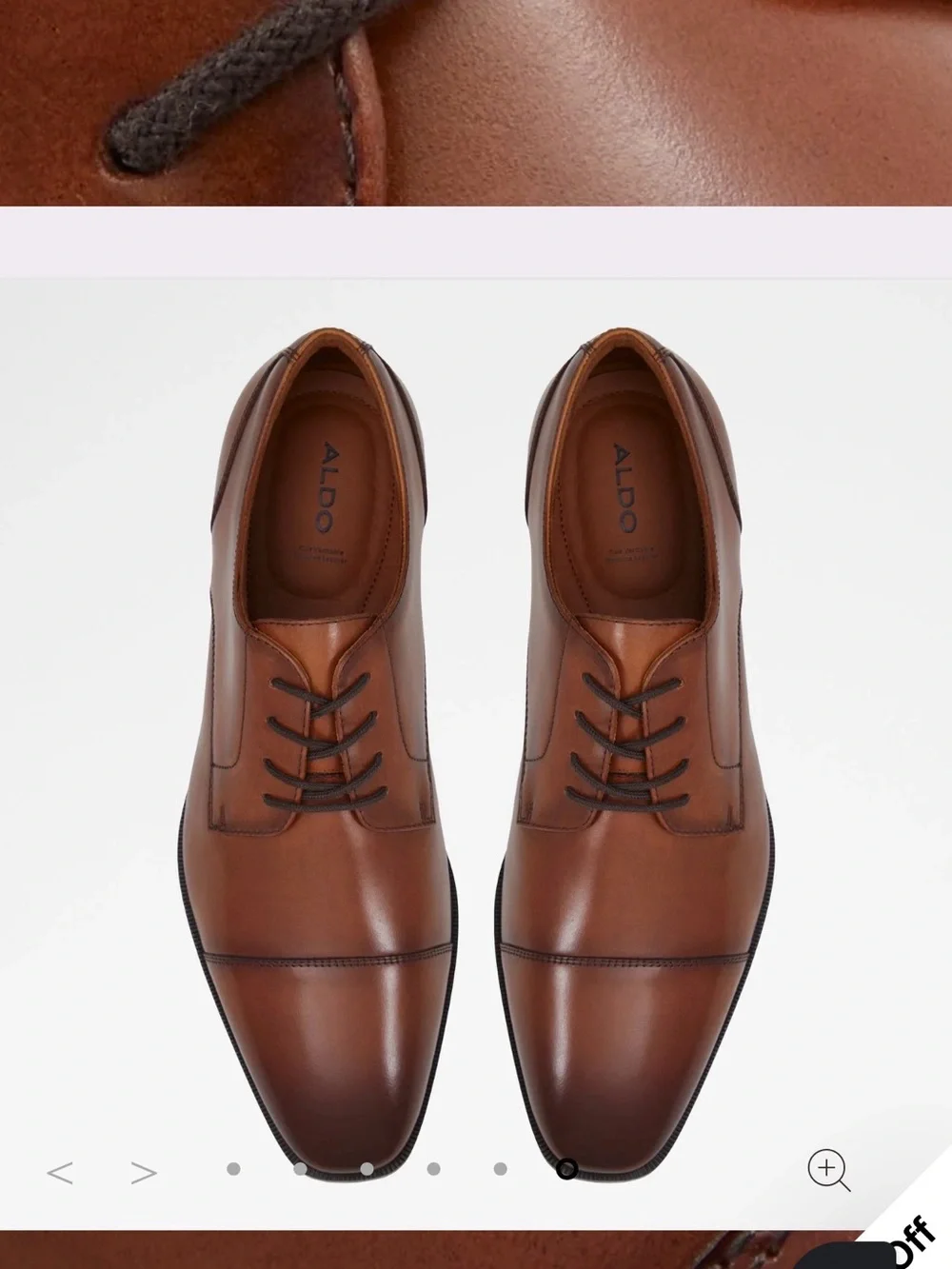Aldo Men's Brown Leather Cap-Toe Derby Oxfords